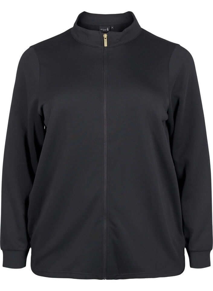 Sportieve cardigan met ritssluiting en zakken., Black, Packshot image number 0