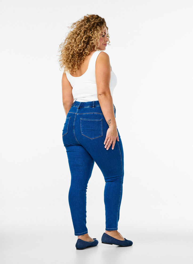 Jeggings met hoge taille, Blauw, Model image number 1