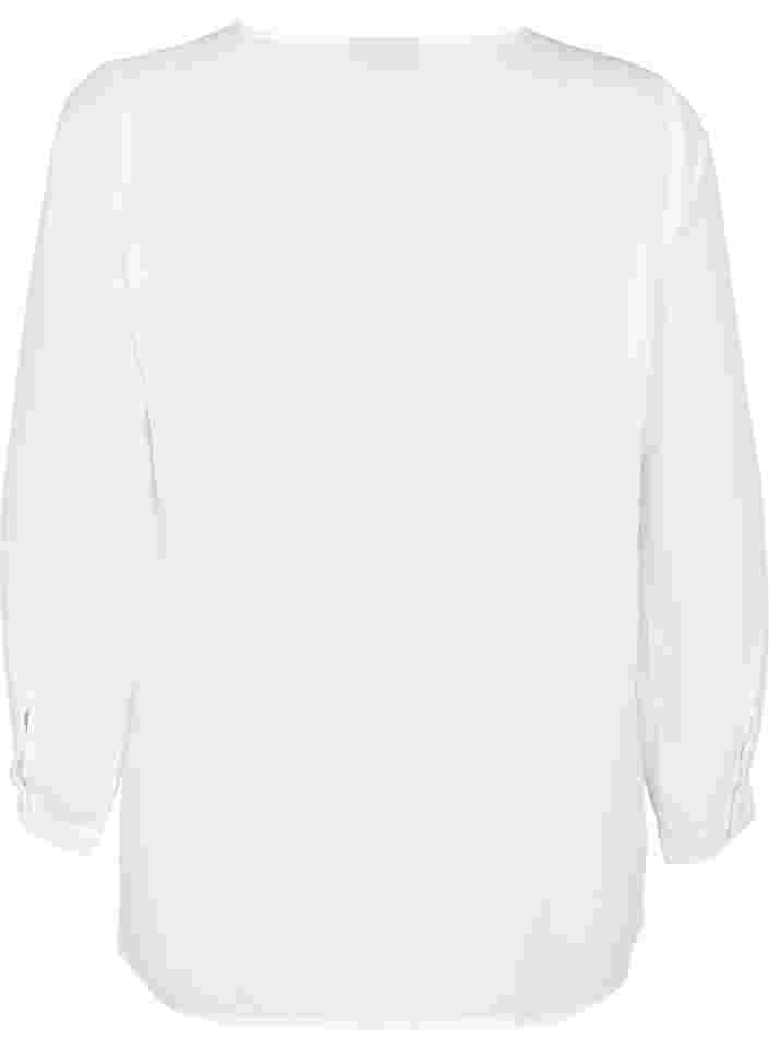 Effen kleur overhemd met v-hals, Bright White, Packshot image number 1
