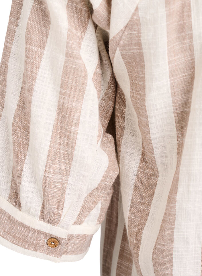 Katoenen tuniek met V-hals, Beige, Packshot image number 3