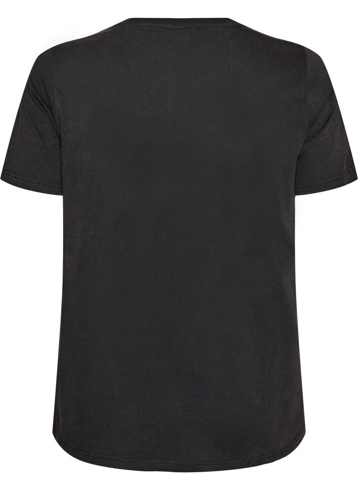 T-shirt van biologisch katoen met print, Zwart, Packshot image number 1