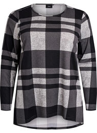 Gedessineerde blouse met lange mouwen, Grijs