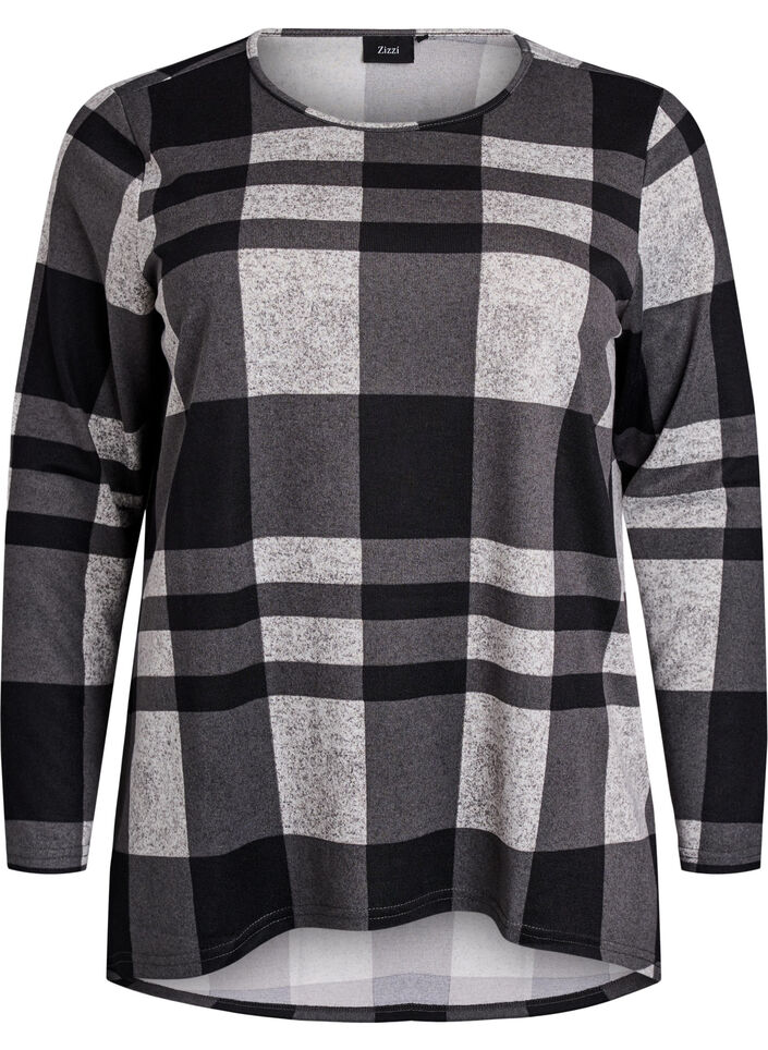 Gedessineerde blouse met lange mouwen, Grijs, Packshot image number 0