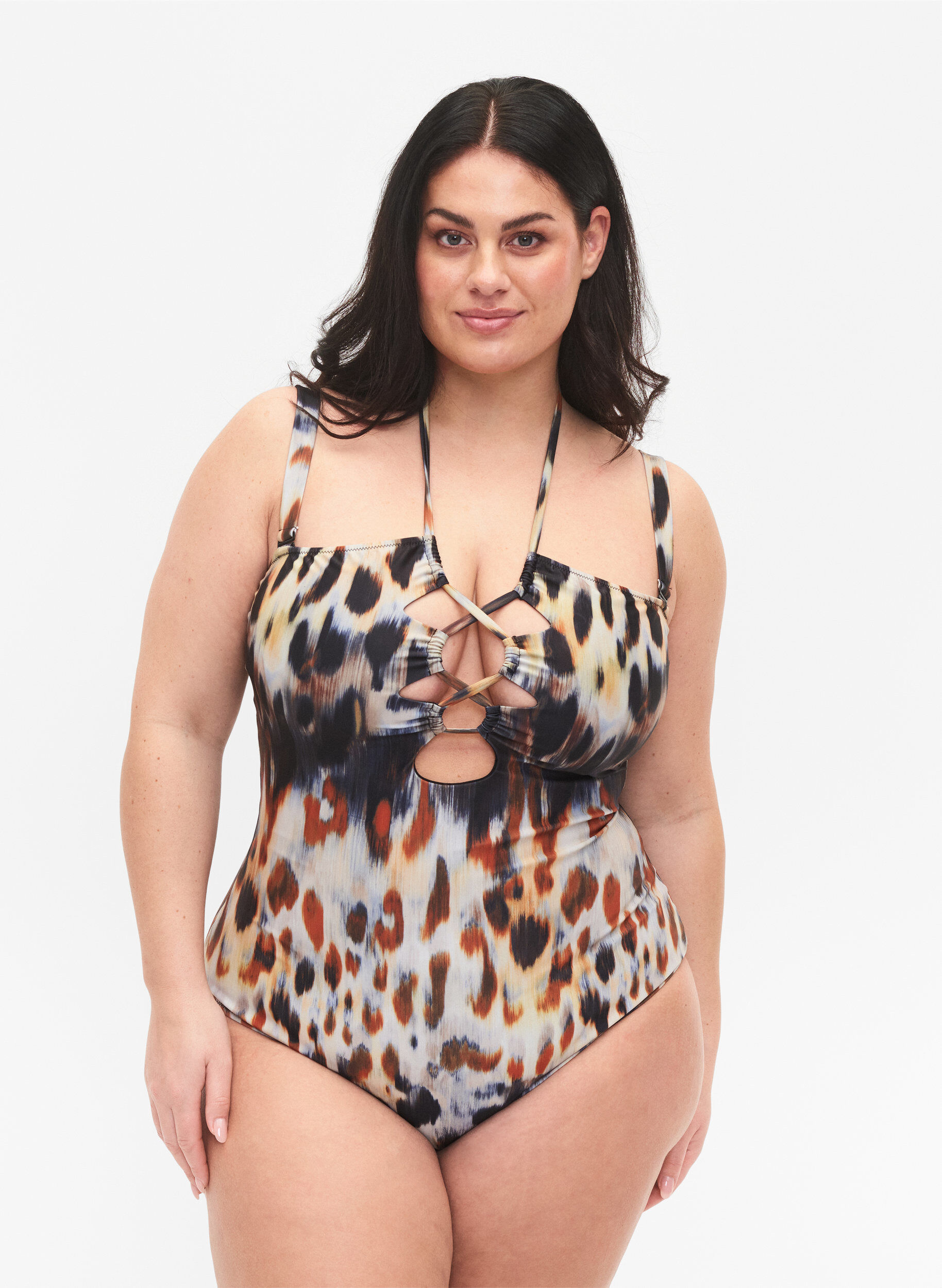 Zizzi Badpak met print en afneembare bandjes, Abstract Leopard, Model image number 0