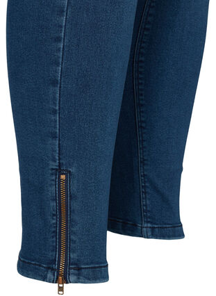 Cropped Amy jeans met hoge taille en ritssluiting, Dark blue denim, Packshot image number 3