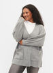 Lang gebreid vest met rits en zakken, Medium Grey Melange, Model image number 0