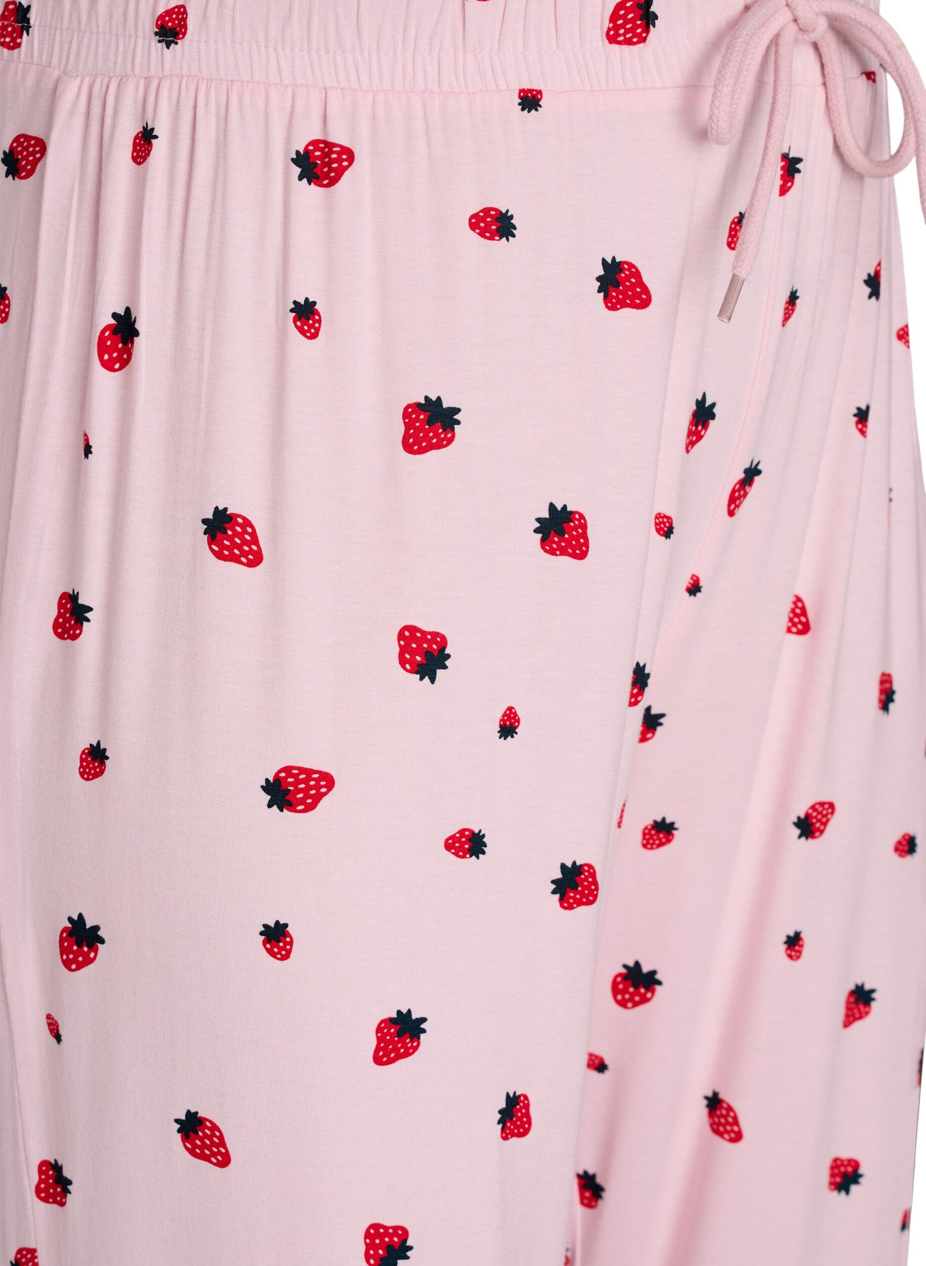 Zizzi Pyjamabroek in zachte jersey met hoge taille en fruitprint, Roze, Packshot image number 2