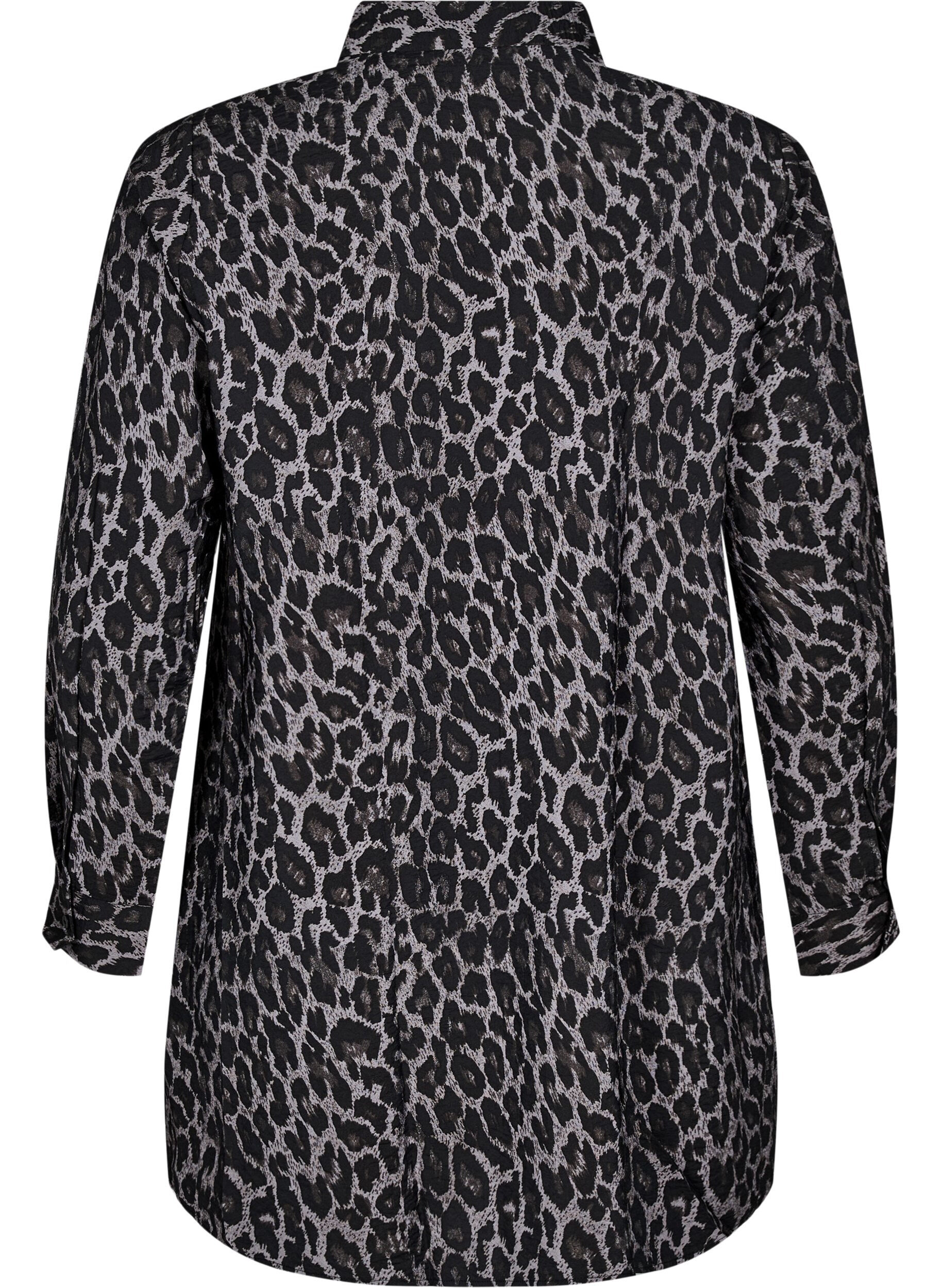 Zizzi Lange blouse met luipaardprint, Grijs, Packshot image number 1