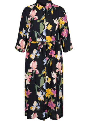 Midi-jurk met 3/4 mouwen en print, Big Flower AOP, Packshot image number 0