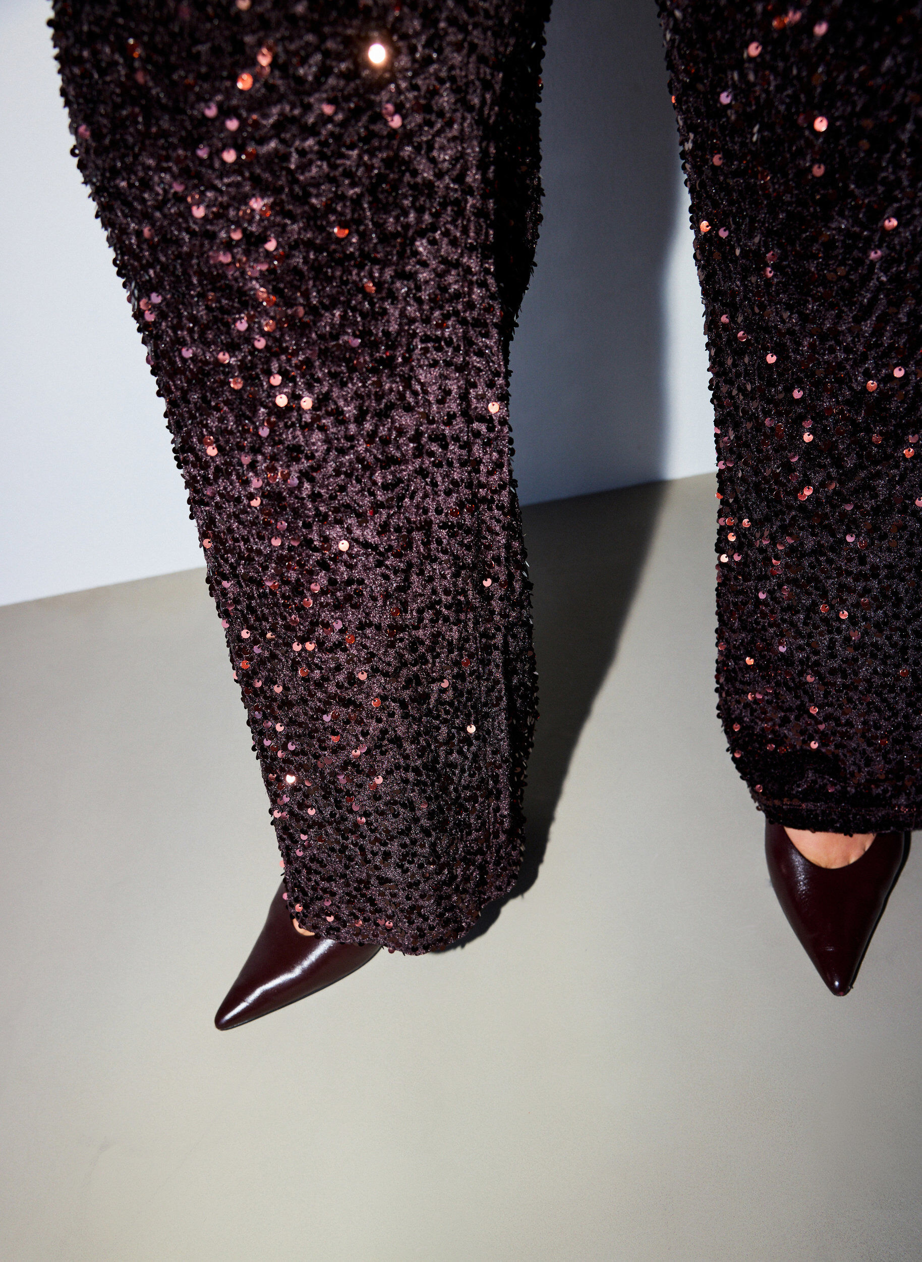 ZizziWijde broek met pailletten, Bruin, Model image number 3