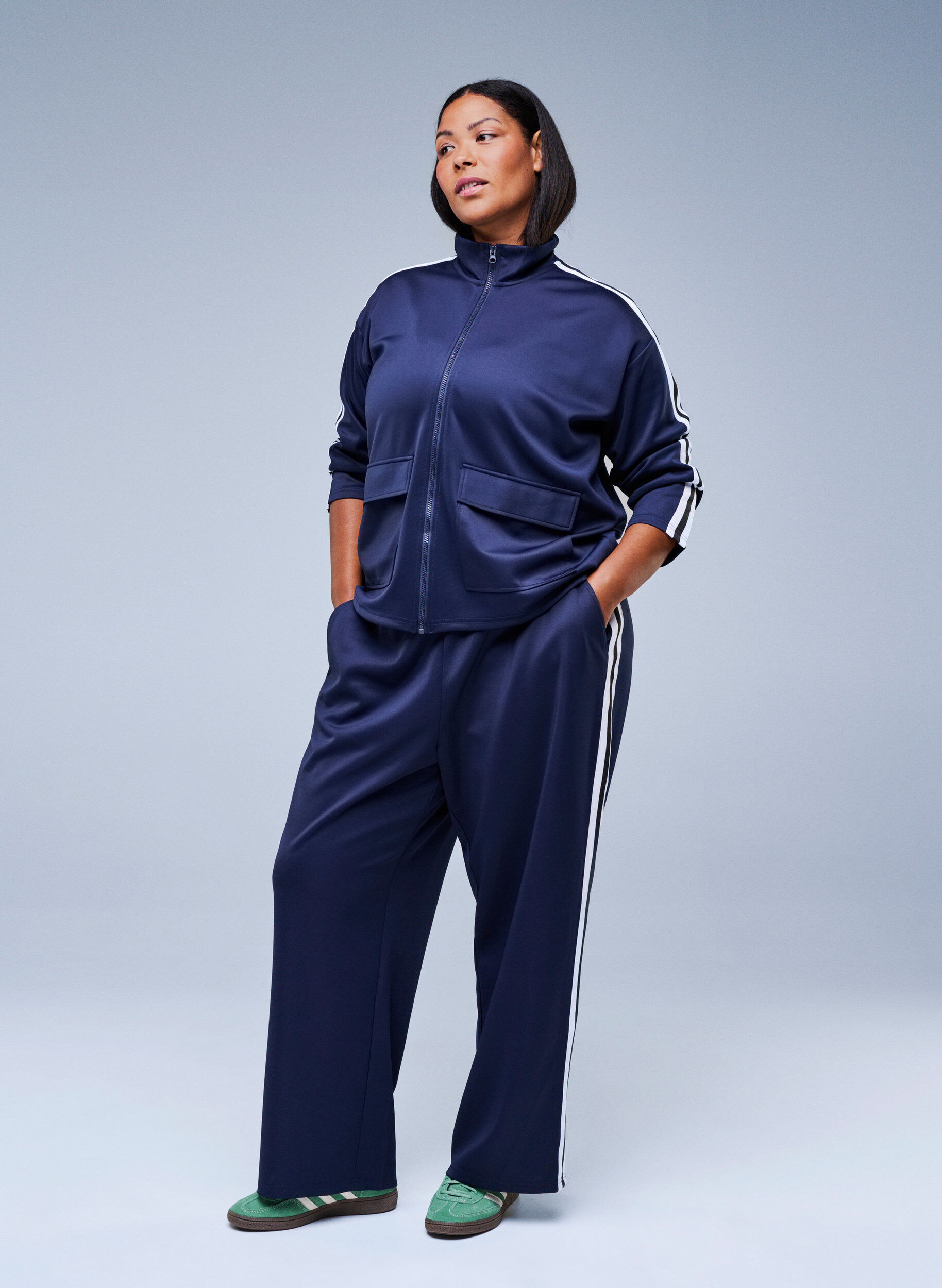 Trackpants met hoge taille en sportieve strepen