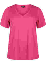 FLASH - T-shirt met v-hals, Raspberry Rose