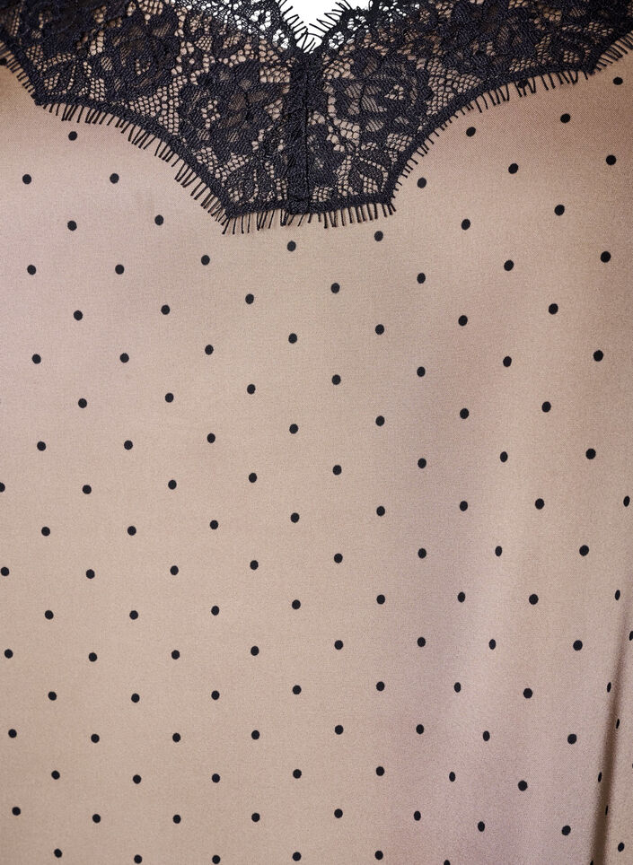 Top met bandjes en een kanten asymmetrische zoom, Beige, Packshot image number 2