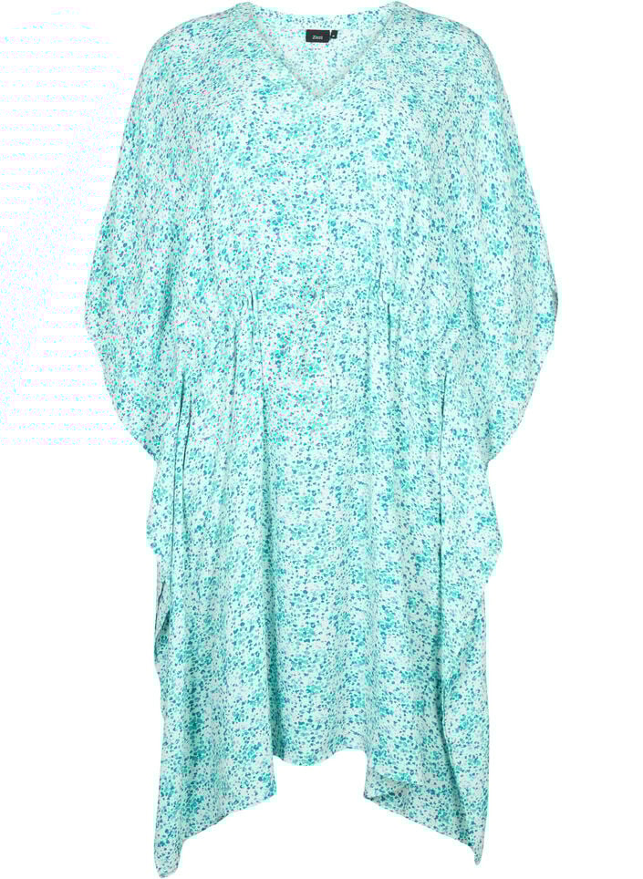 Viscose caftan jurk met print, Green Dot, Packshot image number 0