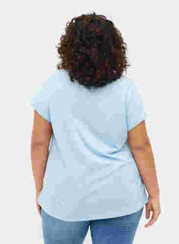 T-shirt met korte mouwen van katoenmix, Chambray Blue , Model image number 1