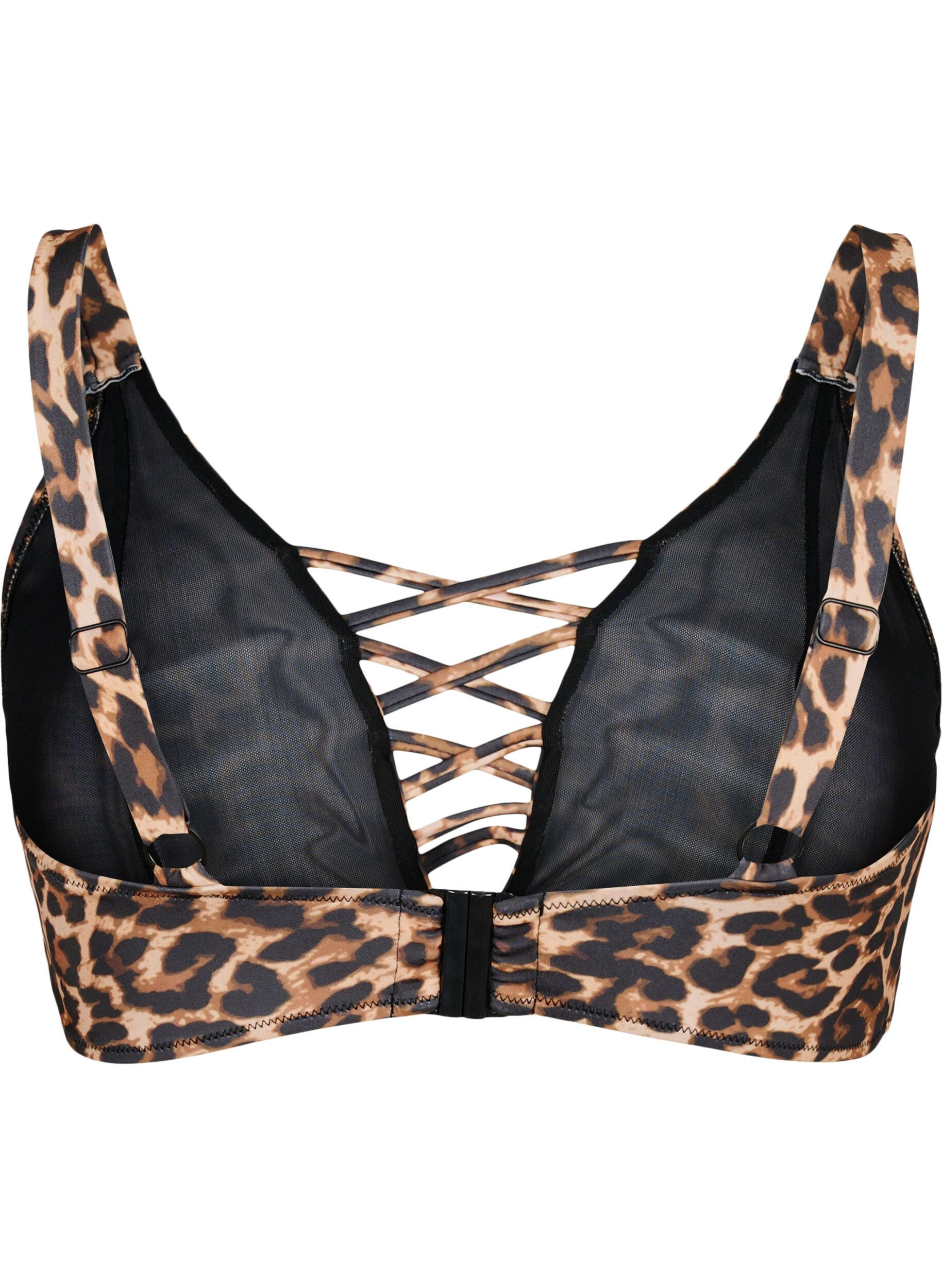 Zizzi Bikinibeha met luipaardprint en kruisdetail, Autentic Leopard, Packshot image number 1
