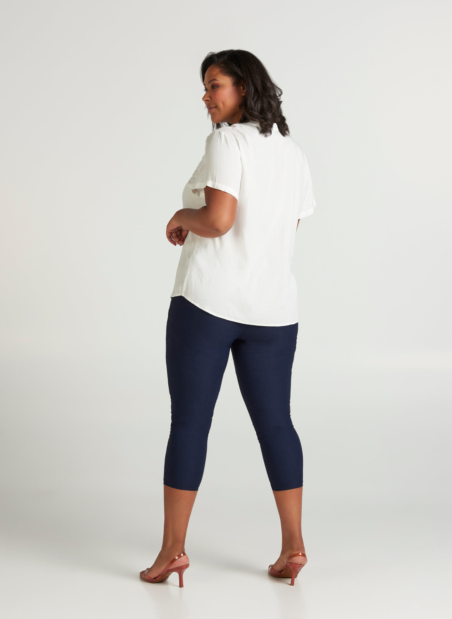 Zizzi Nauwsluitende driekwart broek met rits, Night Sky, Model image number 1