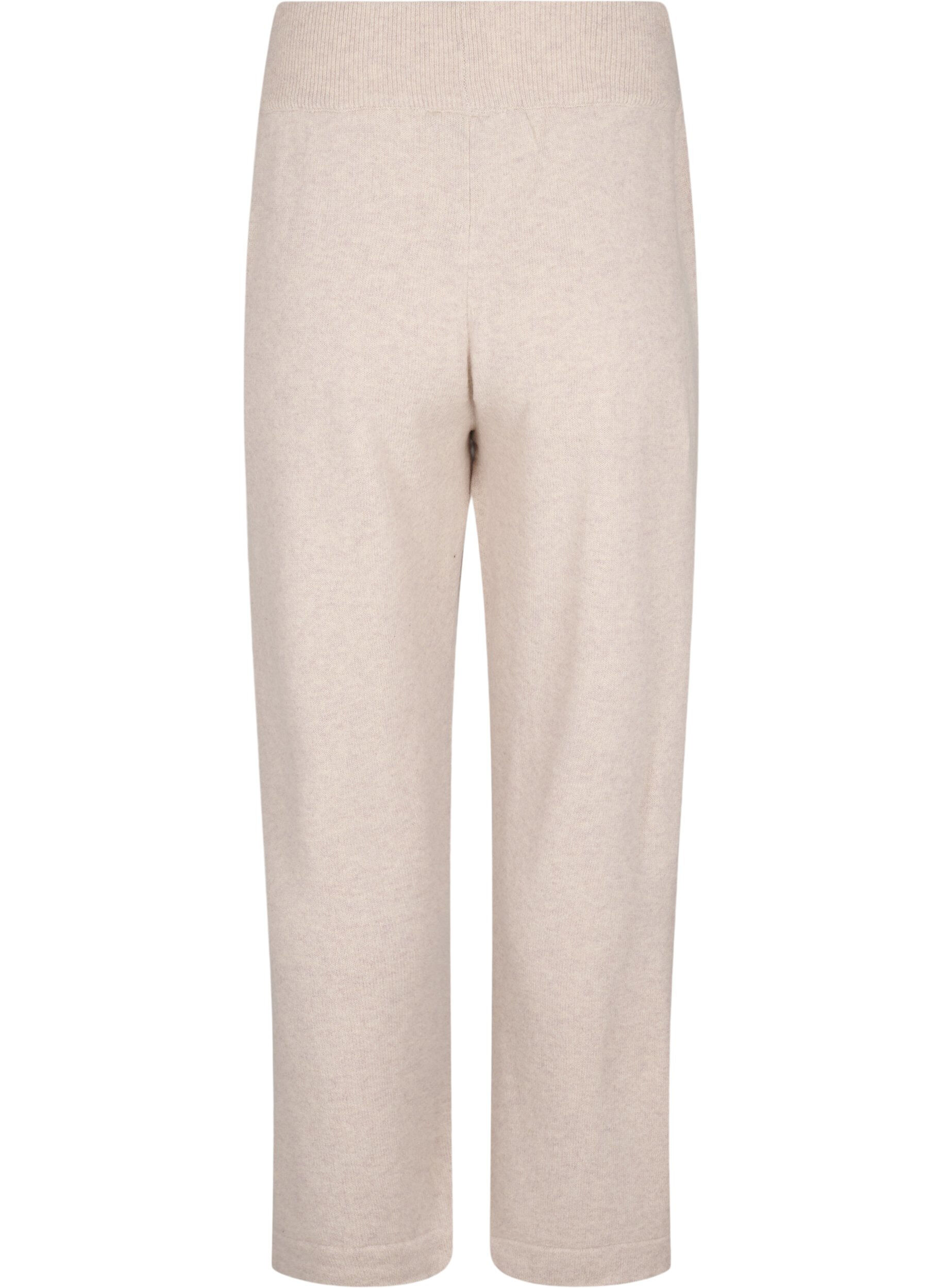 Zizzi Gebreide broek in merinowol met hoge taille, Pumice Stone Mel., Packshot image number 1