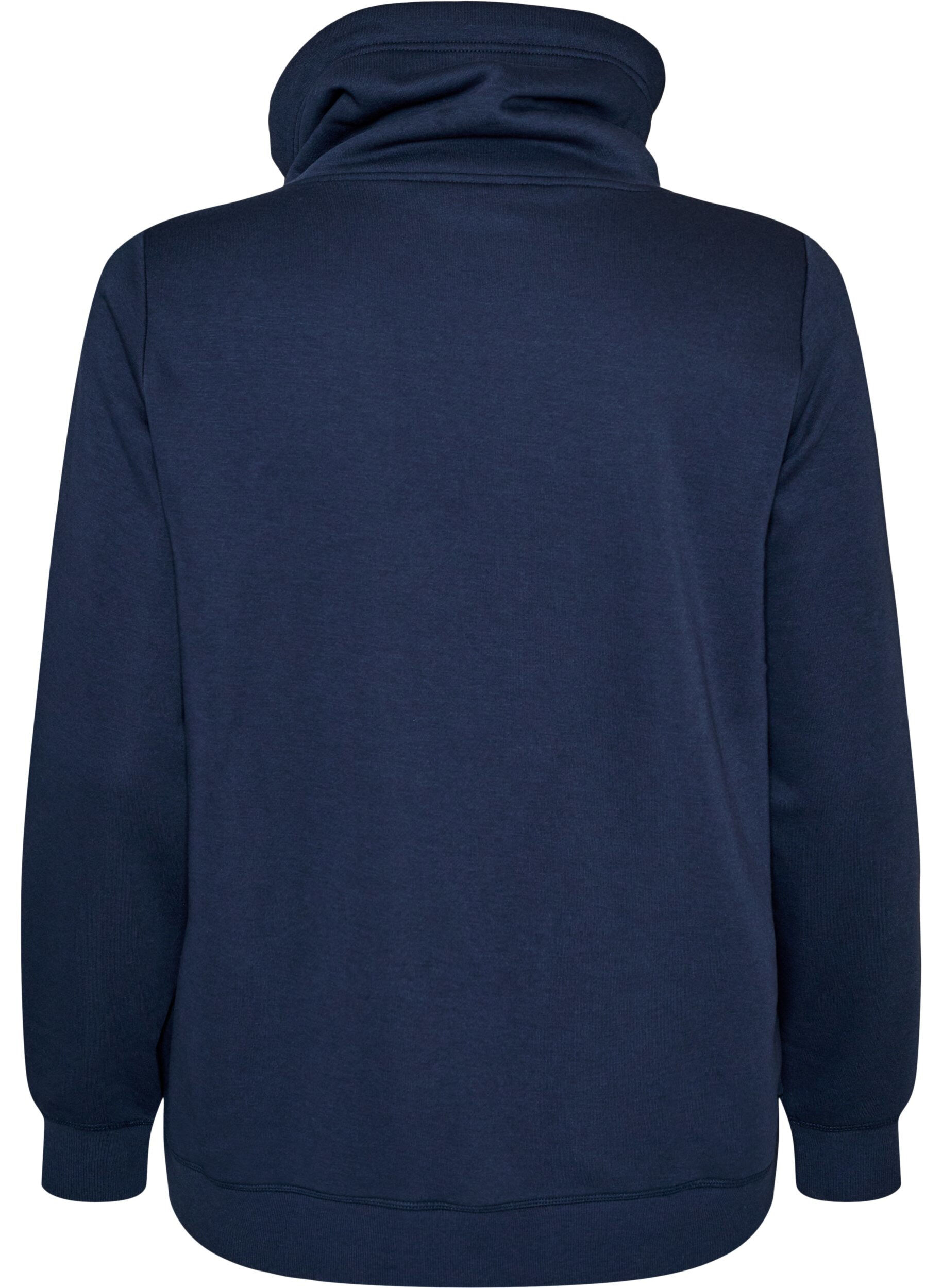 ZizziSweatshirt met hoge kraag en zakken, Blauw, Packshot image number 1