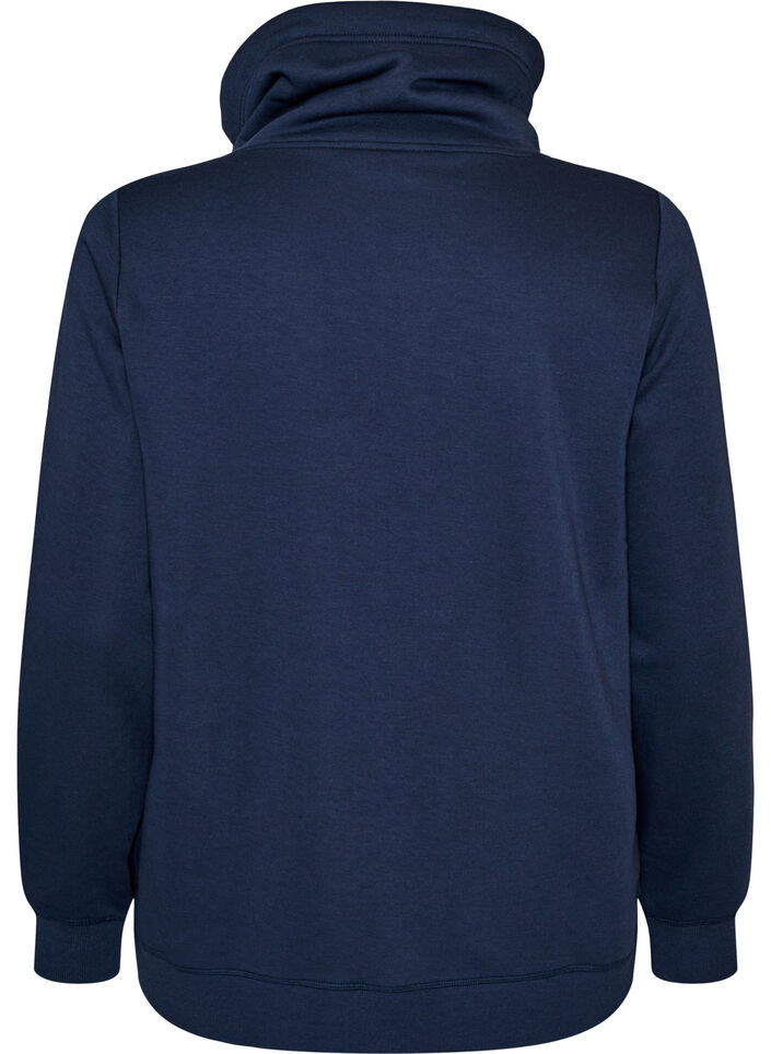 Sweatshirt met hoge kraag en zakken, Blauw, Packshot image number 1