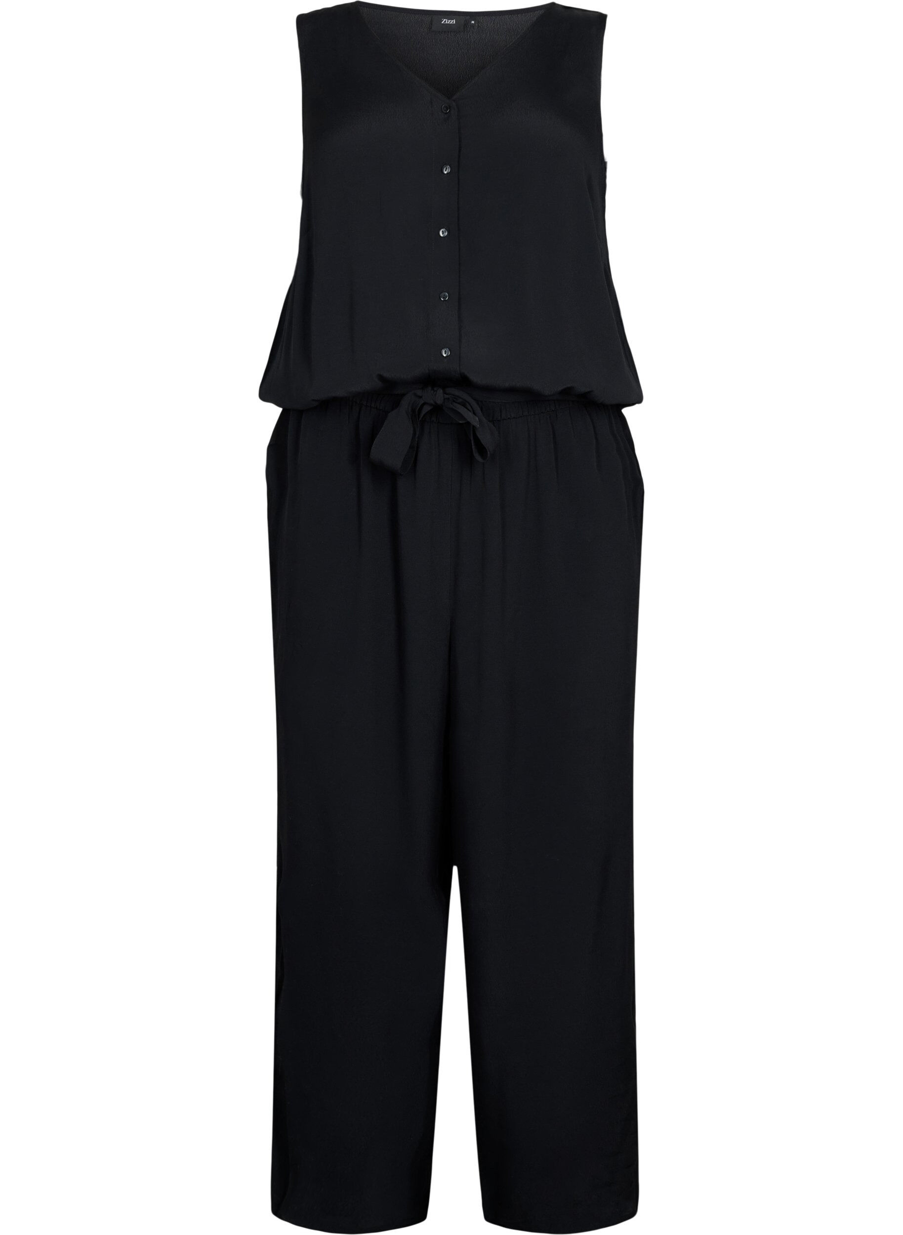 Zizzi Mouwloze jumpsuit van viscose, Black, Packshot image number 0