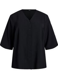 FLASH – Shirtblouse met V-hals en 3/4 mouwen, Zwart