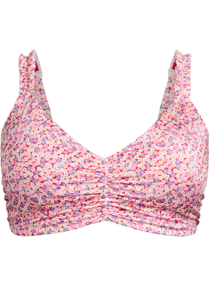 Bloemetjes bikini top met afneembare vulling, Roze, Packshot image number 0