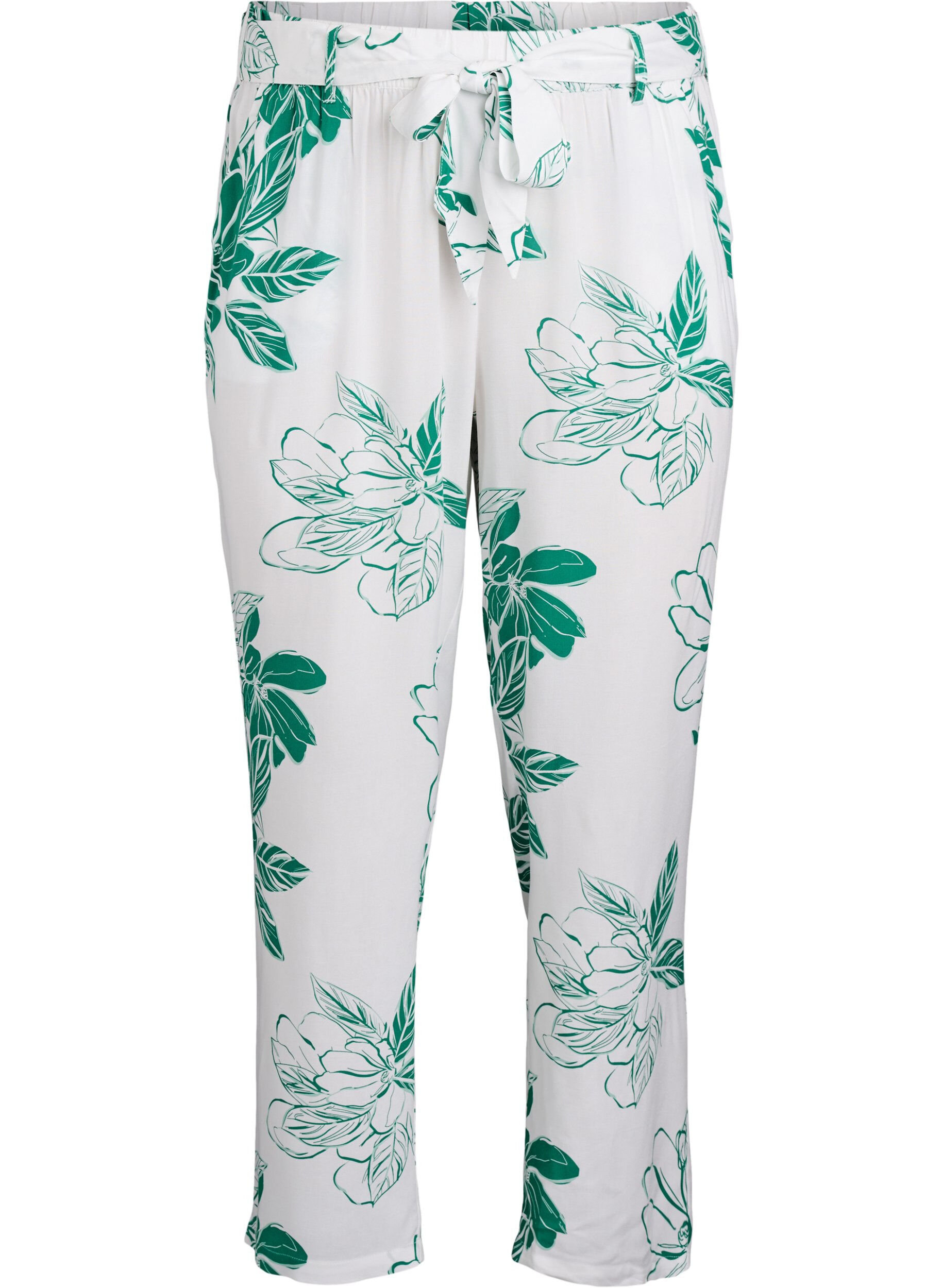 Zizzi Viscose broek met hoge taille, Groen, Packshot image number 0