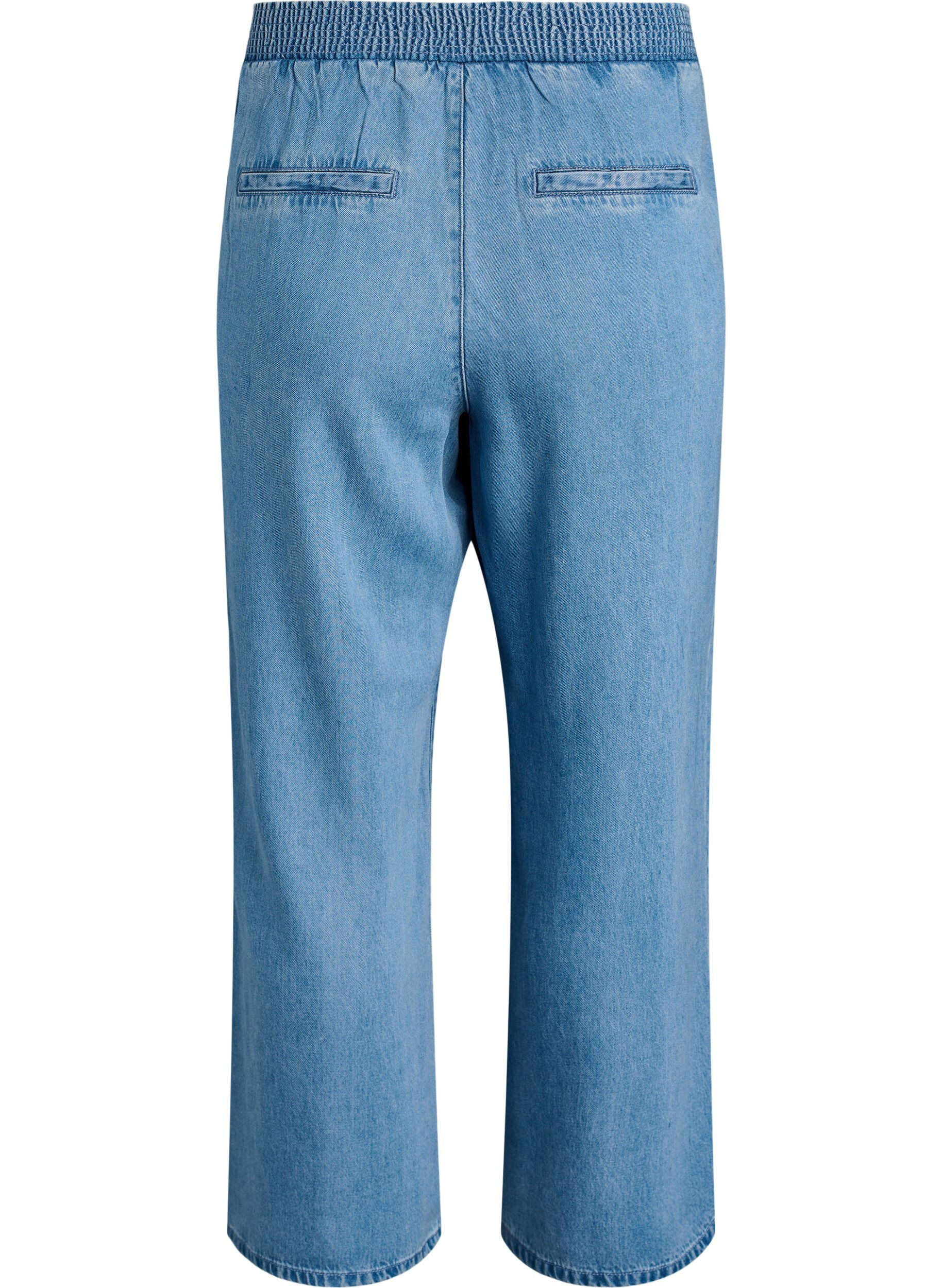 Zizzi Lyocell broek met wide fit en denimlook, Blauw, Packshot image number 1