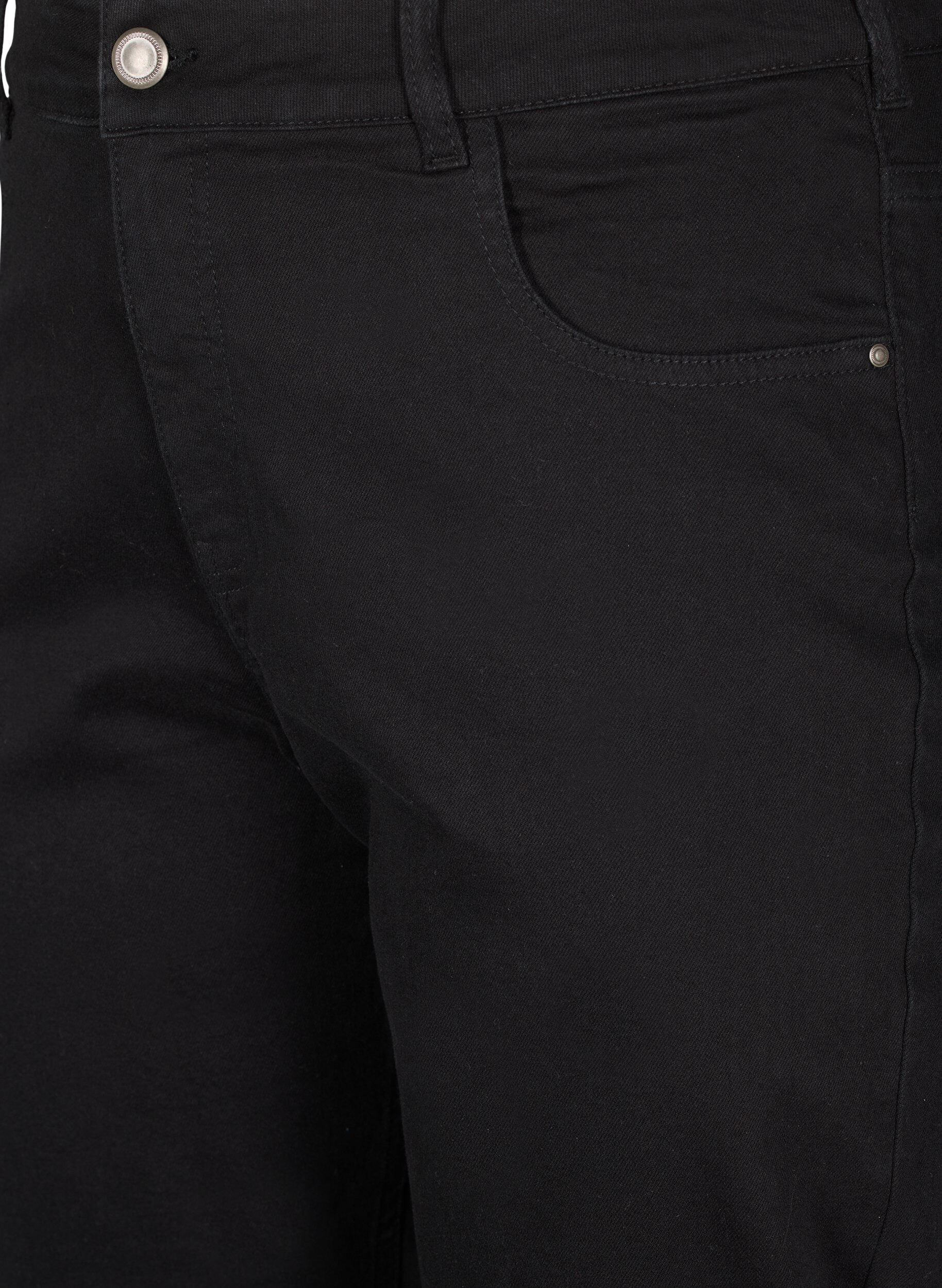 ZizziGecropte Vera jeans met een straight-fit, Zwart, Packshot image number 2