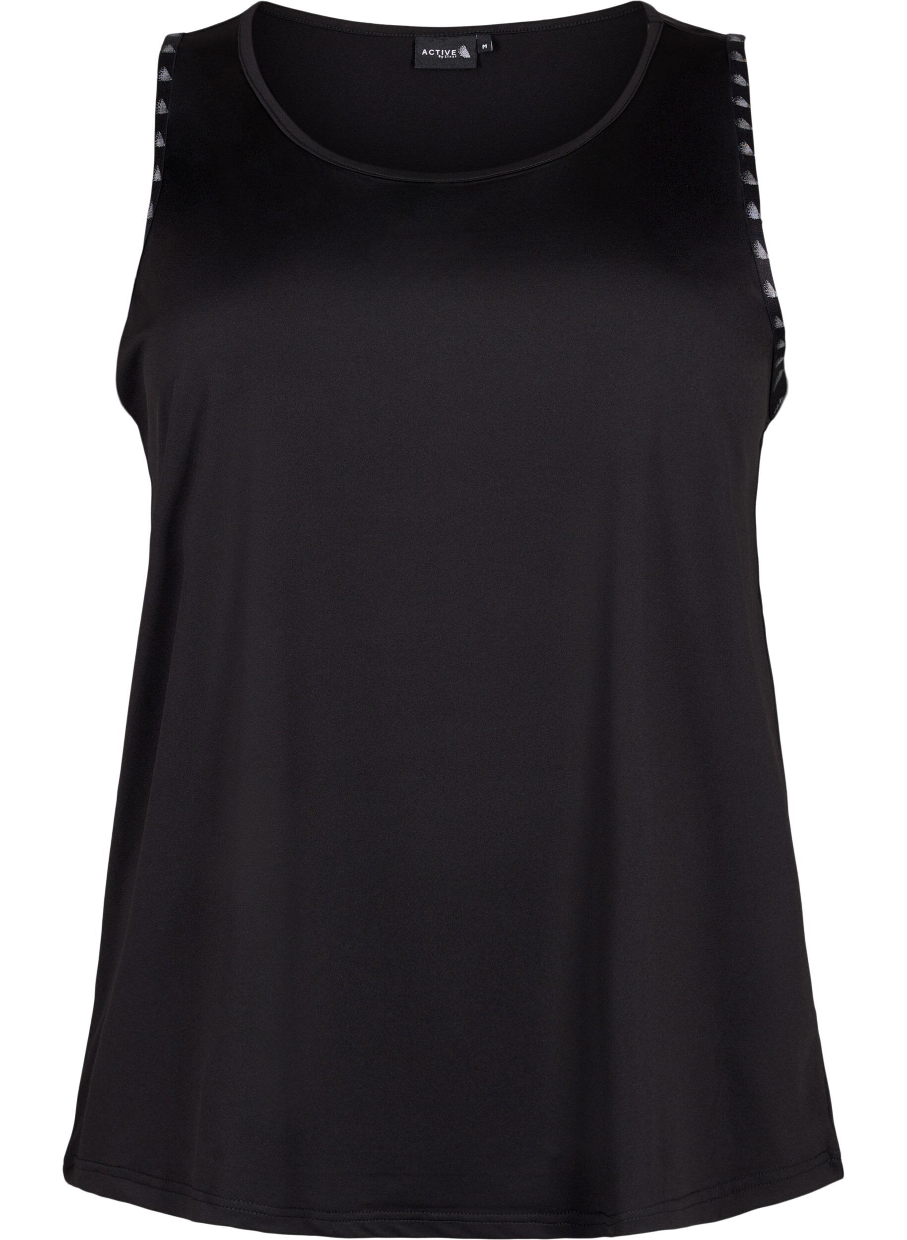 Zizzi Effen kleur sport topje, Black, Packshot image number 0