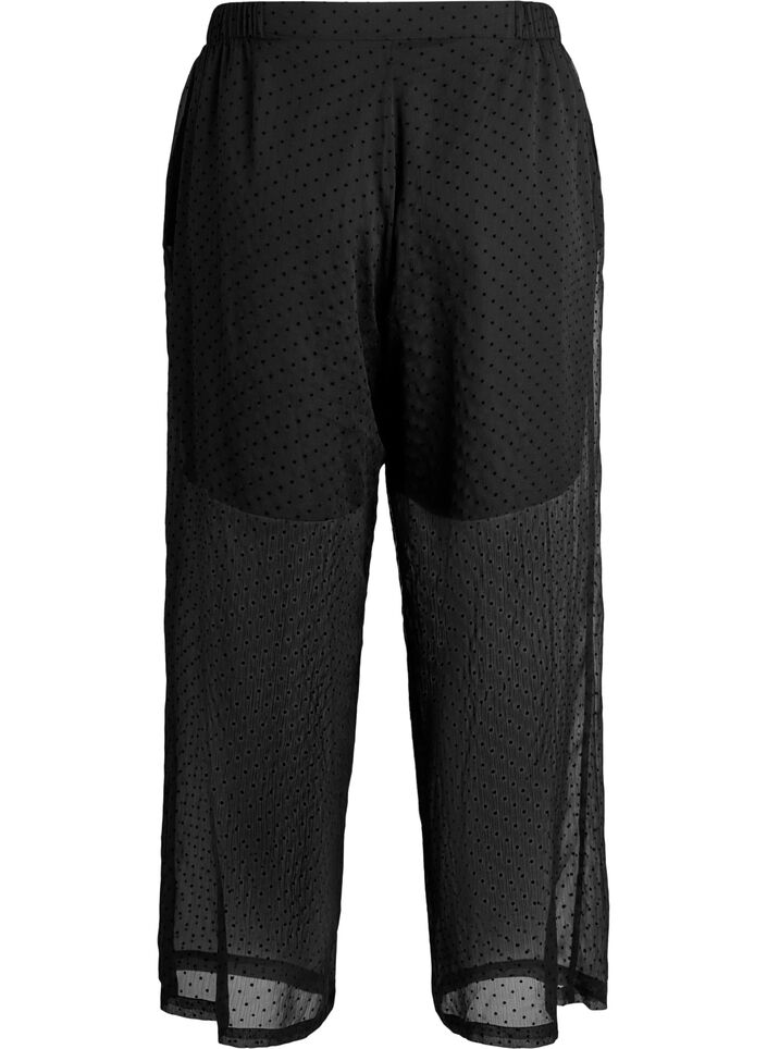 Losse chiffonbroek met stippen, Zwart, Packshot