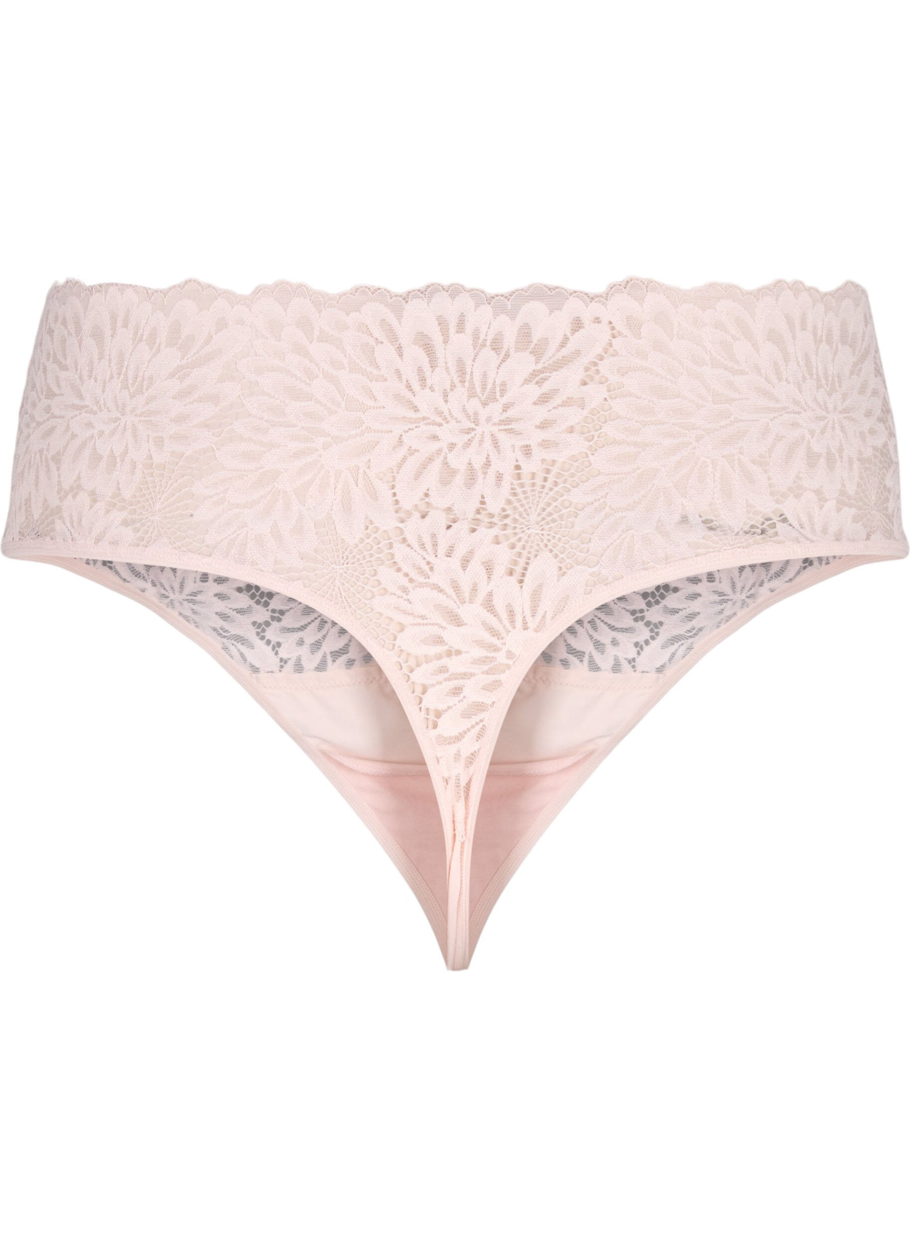 Zizzi Kanten string met hoge taille, Peach Blush, Packshot image number 1