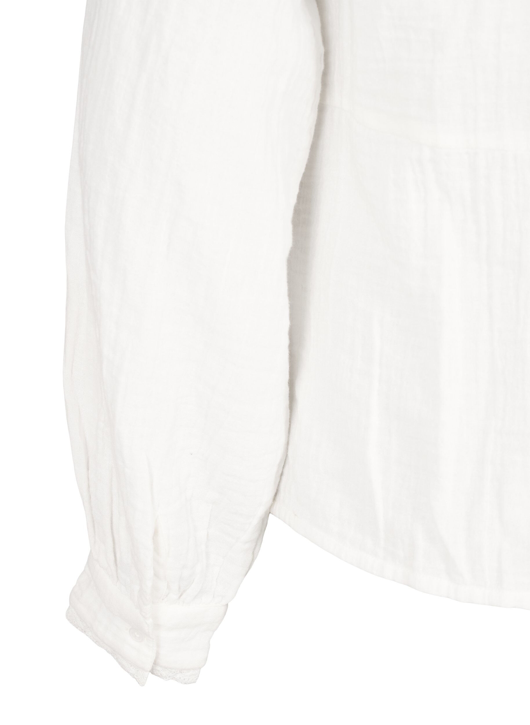 Zizzi Katoenen mousseline blouse met haakdetails, Vanille, Packshot image number 3