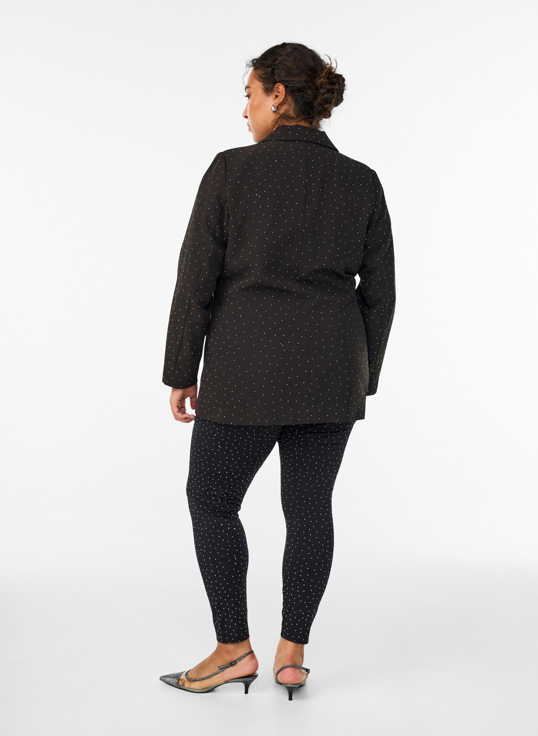 Zizzi Leggings met rhinestones, Zwart, Model image number 2