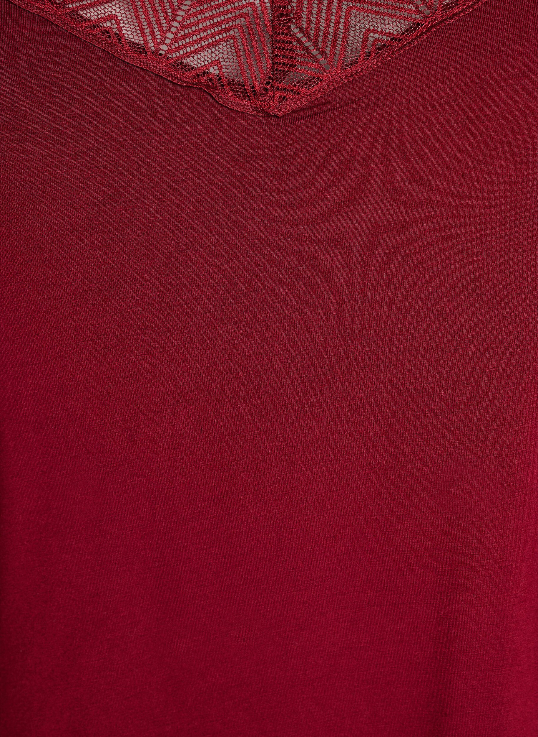 Zizzi Top met kantdetail en spaghettibandjes, Bruin, Packshot image number 2