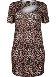 Nauwsluitende jurk met luipaardprint en een uitsnede, Leopard AOP