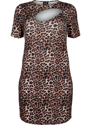 Nauwsluitende jurk met luipaardprint en een uitsnede, Leopard AOP, Packshot image number 0