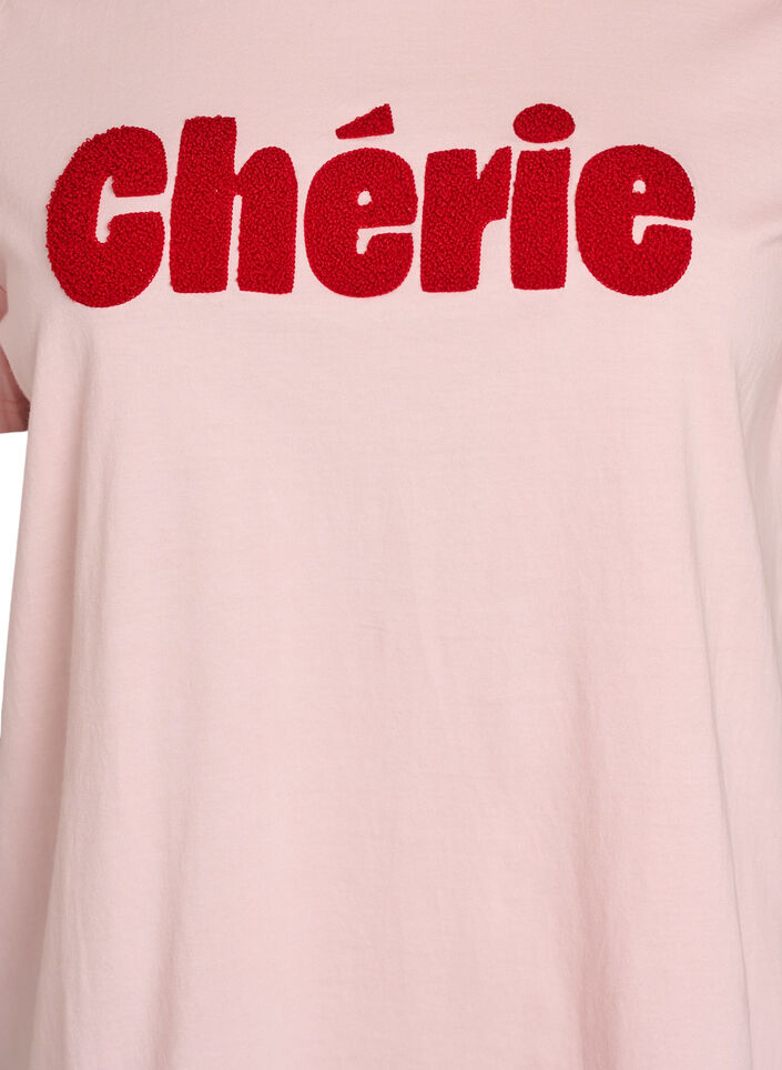 Organisch katoenen T-shirt met print aan de voorkant, Roze, Packshot image number 2
