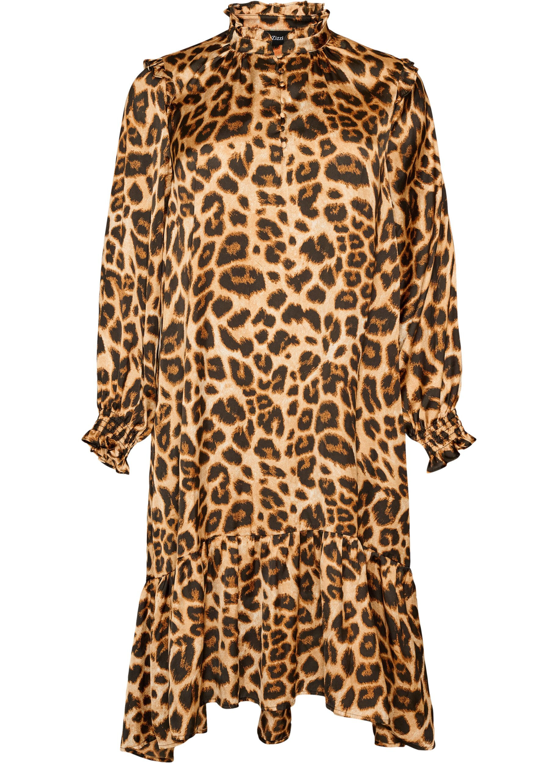 Jurk met luipaardprint en ruches