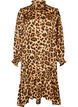 Jurk met luipaardprint en ruches, Bruin, Packshot image number 0