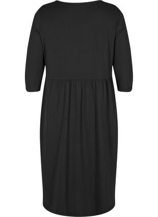 Midi-jurk in biologisch katoen met zakken, Black, Packshot image number 1