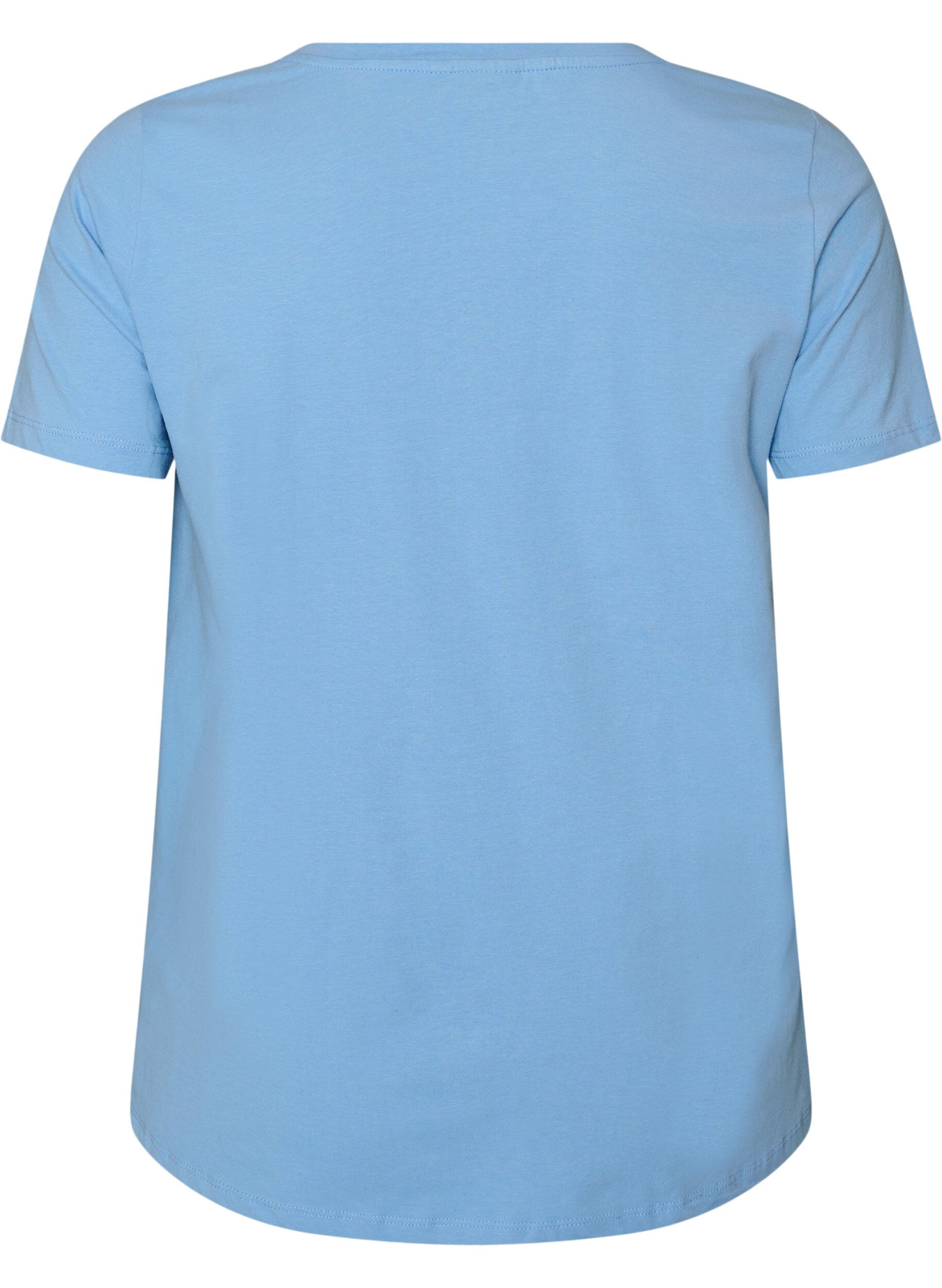 ZizziBasic t-shirt in effen kleur met katoen, Blauw, Packshot image number 1