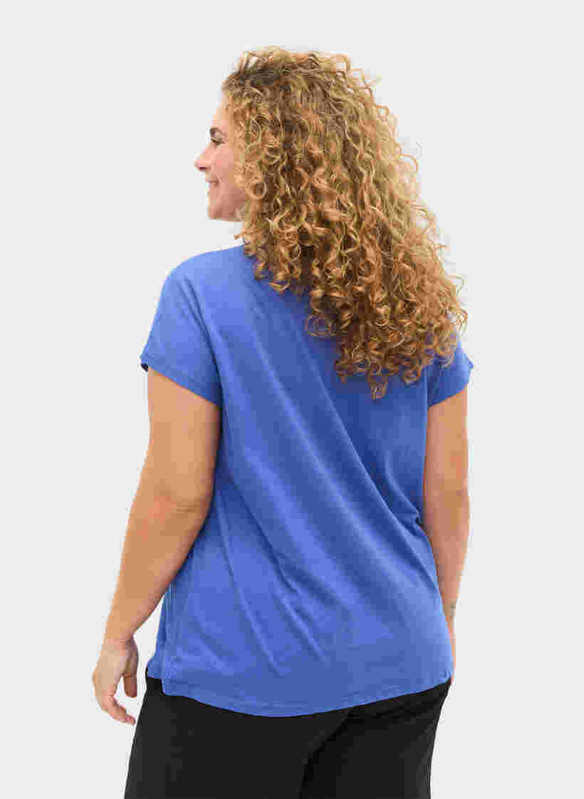 T-shirt met mix van katoen, Dazzling Blue, Model image number 1