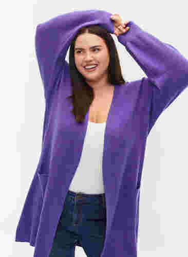 Lang gebreid vest met ballonmouwen, Purple Opulence, Model image number 1