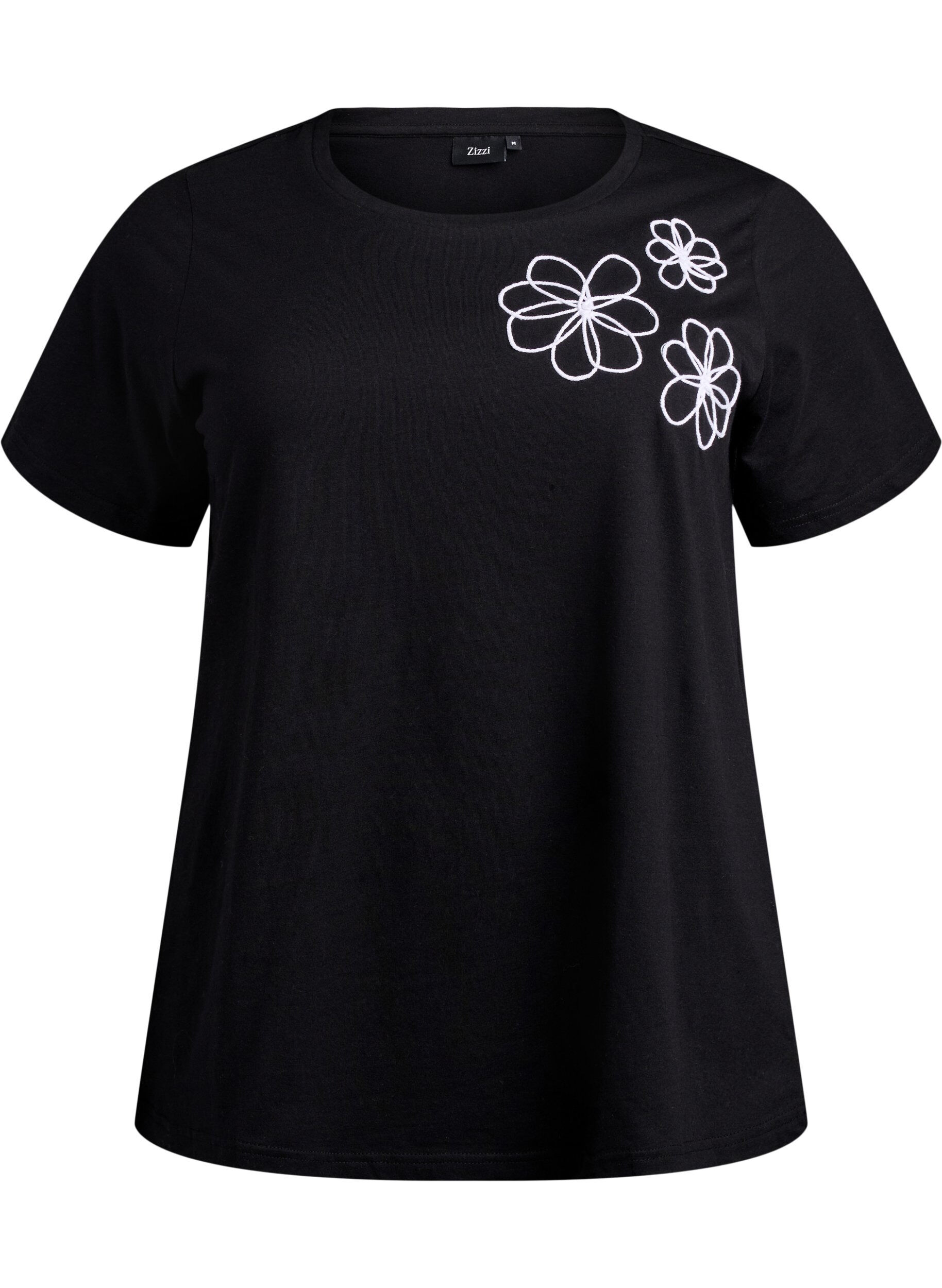 Zizzi T-shirt met decoratieve details, Zwart, Packshot image number 0