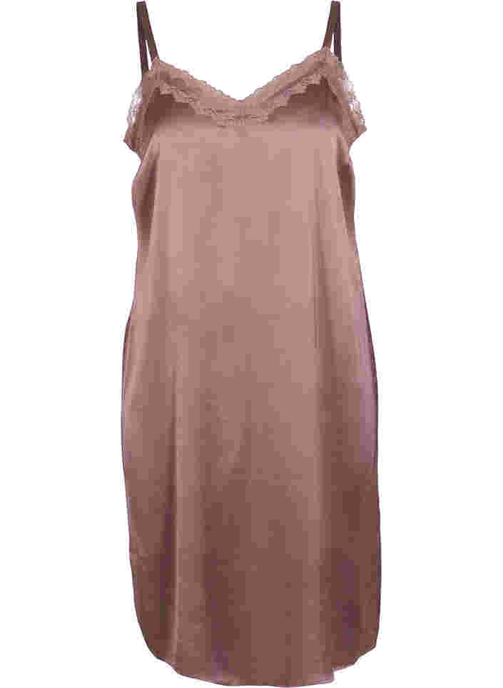 Mouwloze pyjama jurk met kant en rugdetail, Sparrow, Packshot image number 0
