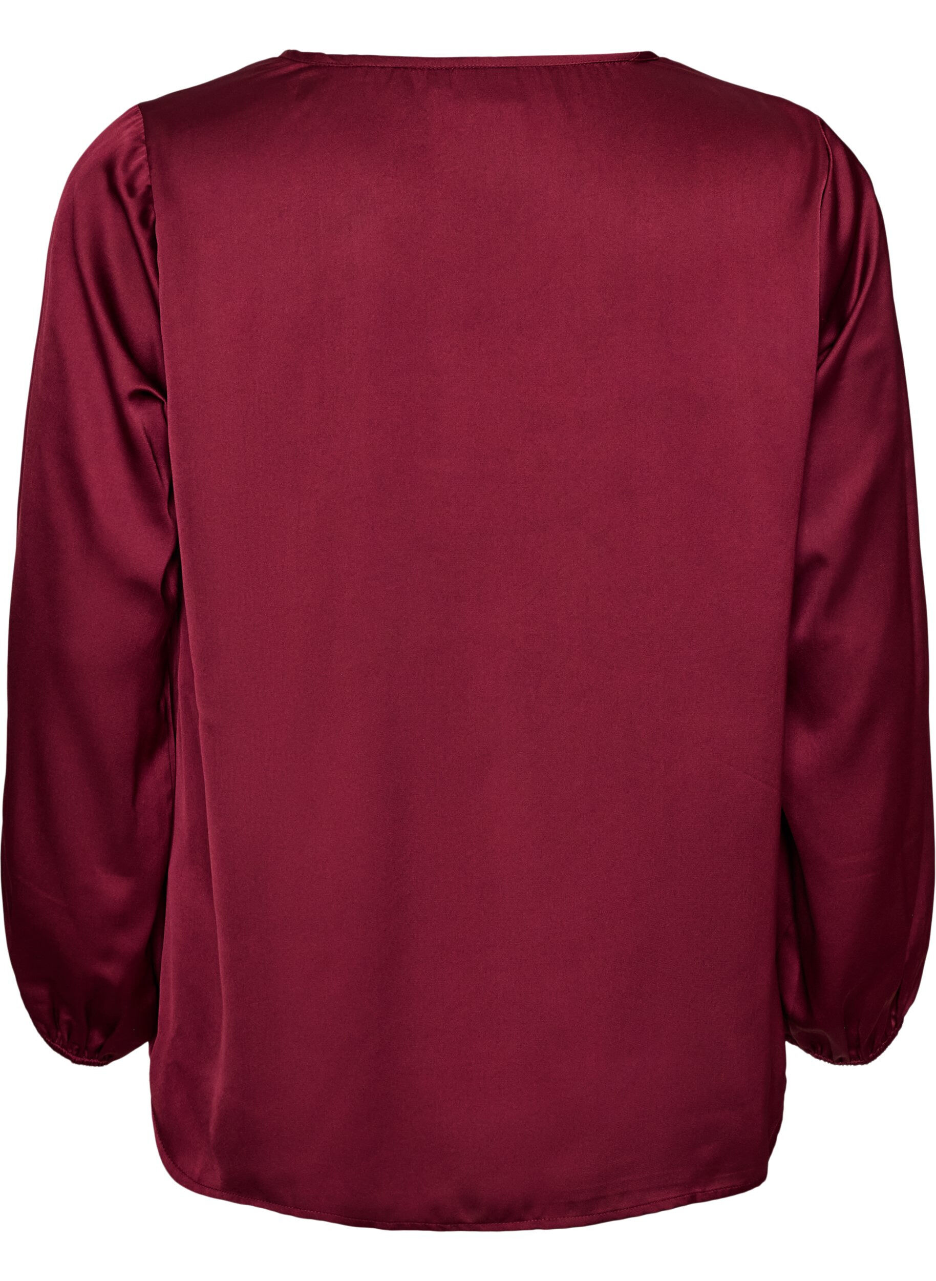 ZizziSatijnen blouse met kanten applicatie en parels, Rood, Packshot image number 1
