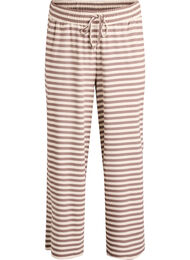 Gestreepte pyjamabroek met een high waist en wijde pijpen, Beige
