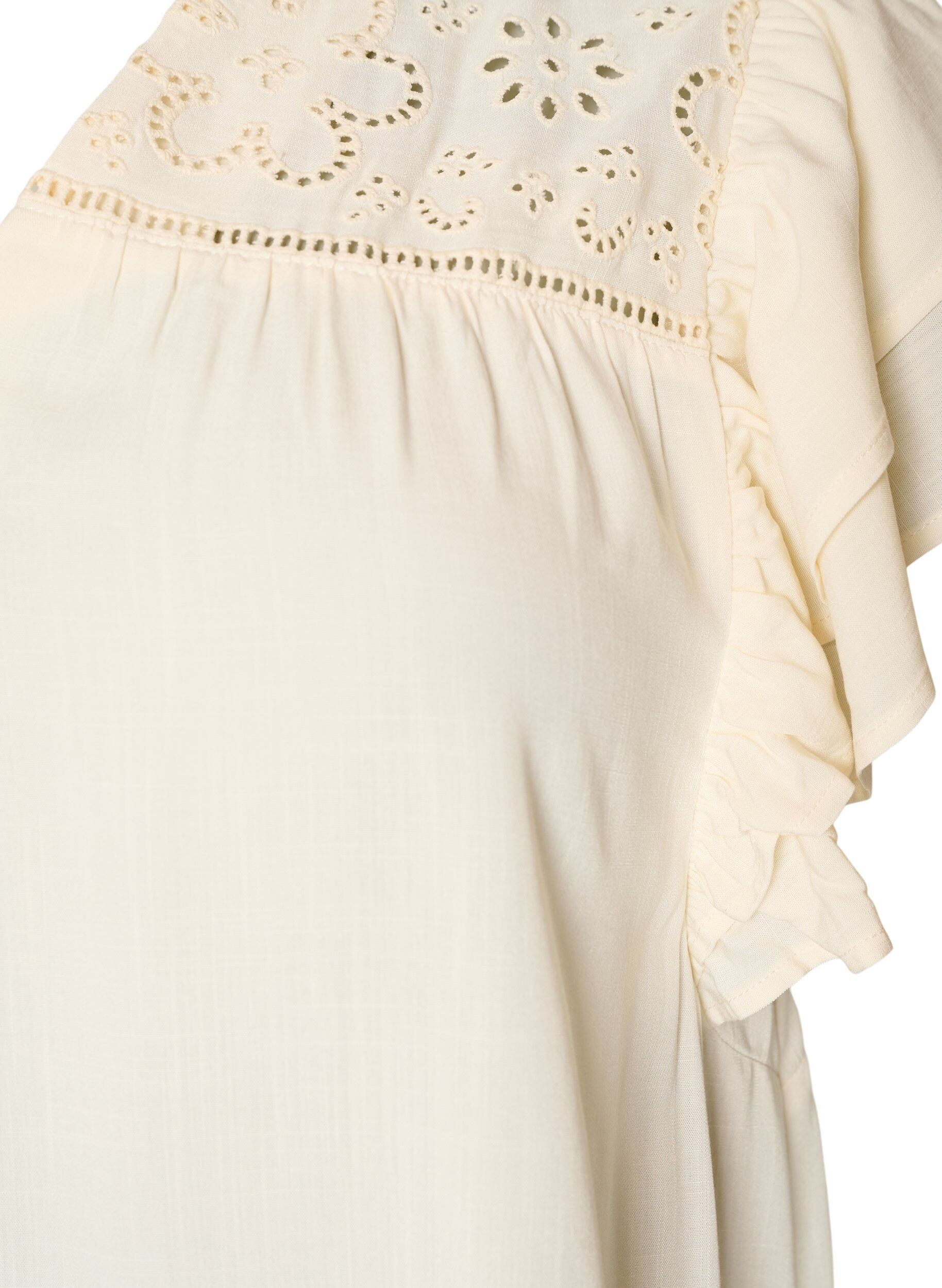 ZizziTunic met broderie anglaise en mouwen met ruches, Beige, Packshot image number 2